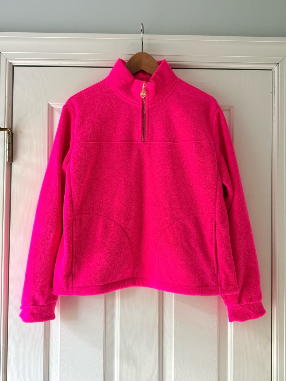 Lilly Pulitzer Noreen Hot Pink Quarter Zip Fleece Pullover